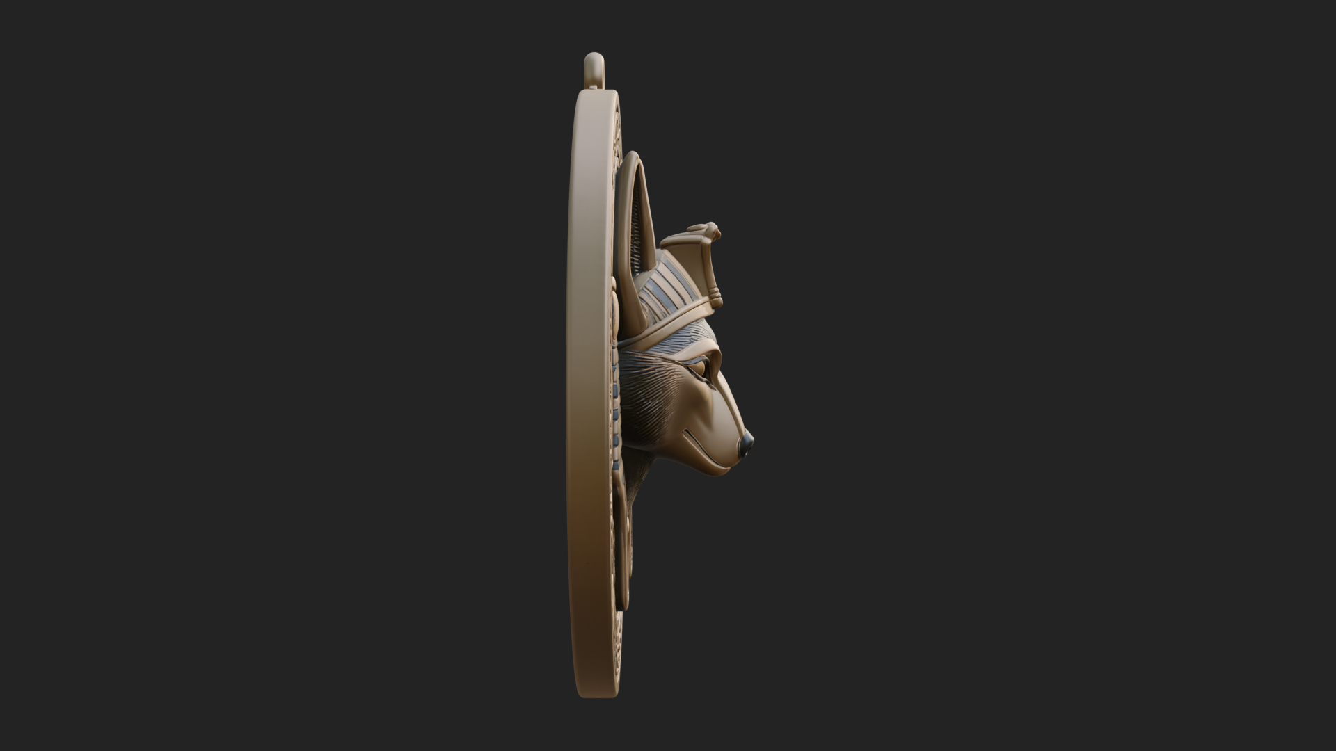Anubis Head Oval Relief Plaque Design 2 3D Print Model 3D Model