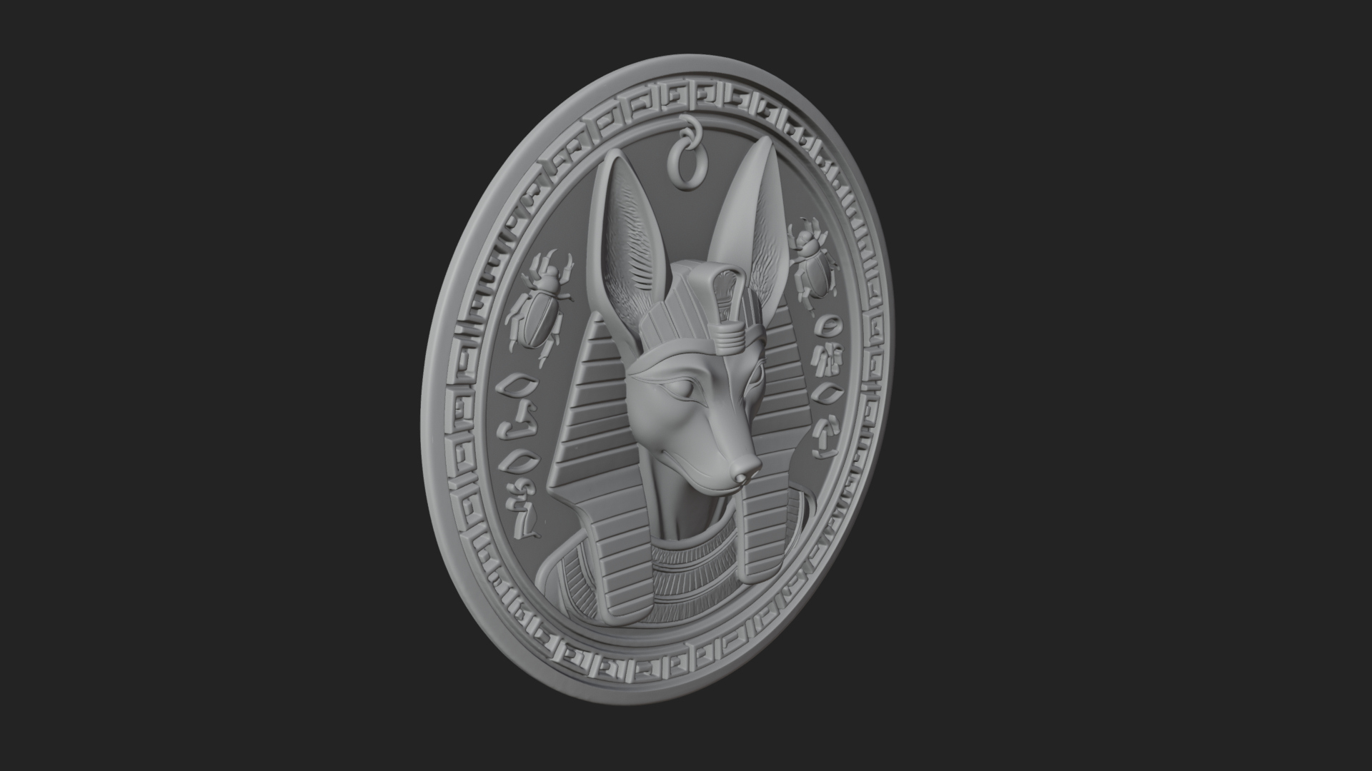Anubis Head Oval Relief Plaque Design 3 3D Print Model 3D Model