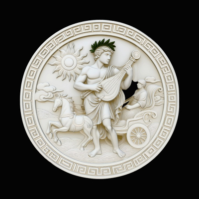 Apollo Sun Chariot Relief Medallion Pendant Design 1 3D P