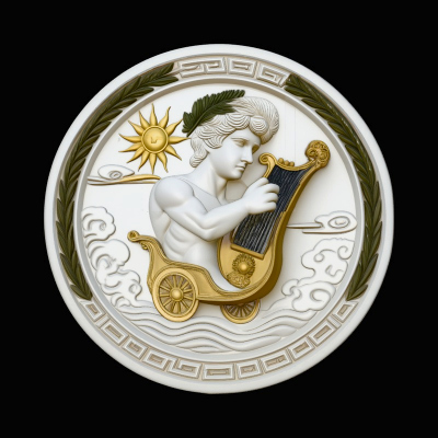 Apollo Sun Chariot Relief Medallion Pendant Design 2 3D P