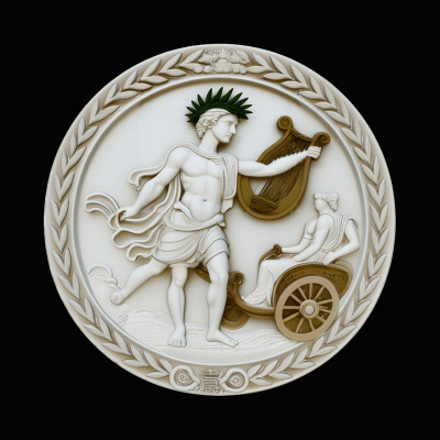 Apollo Sun Chariot Relief Medallion Pendant Design 3 3D P