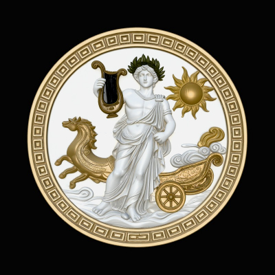 Apollo Sun Chariot Relief Medallion Pendant Design 4 3D P