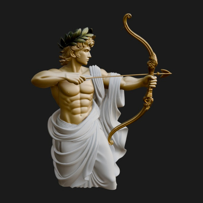 Apollo with Bow Statue Design 1 3D Print Model