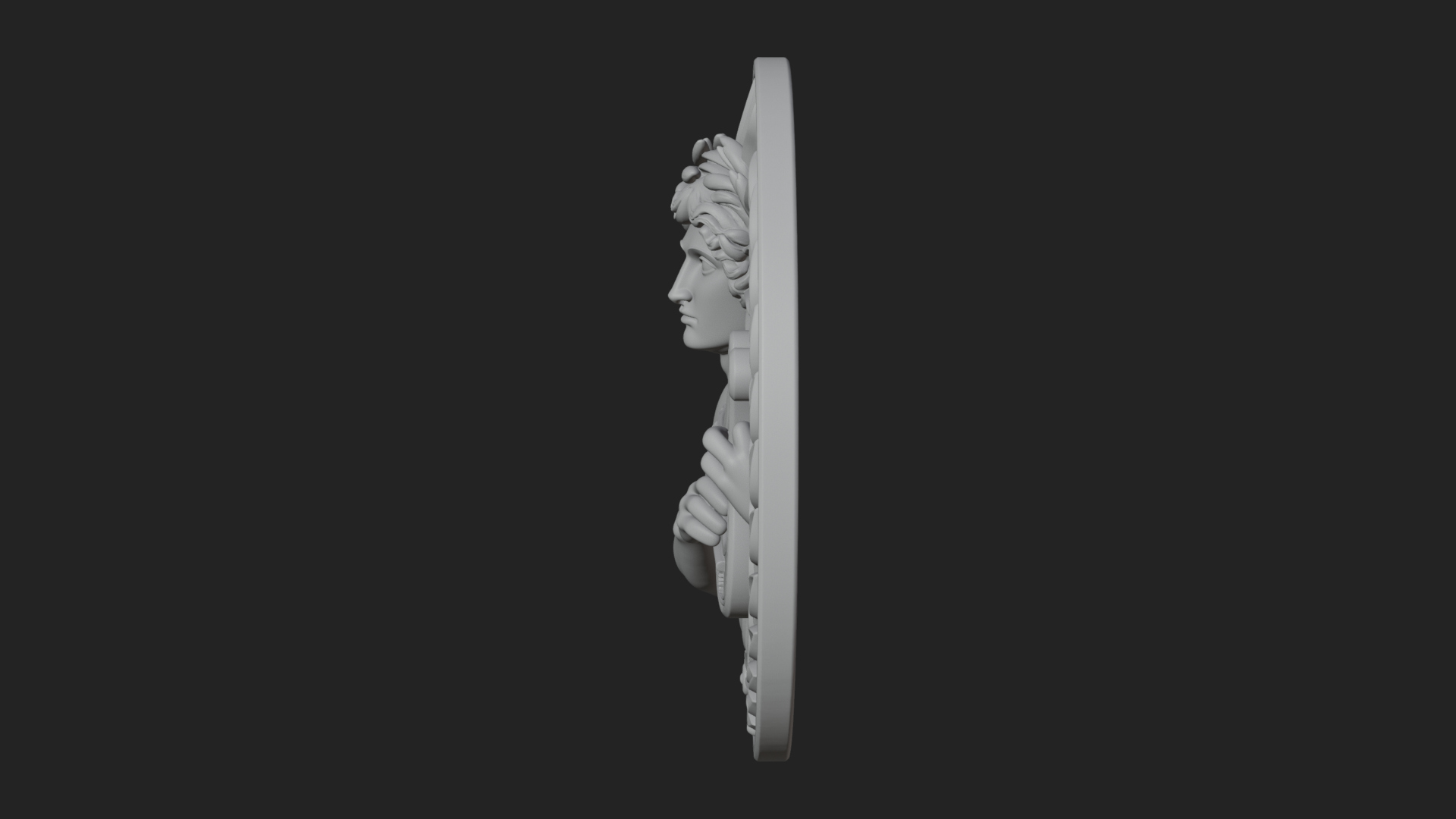 Apollo with Lyre Oval Plaque Design 1 3D Print Model 3D Model