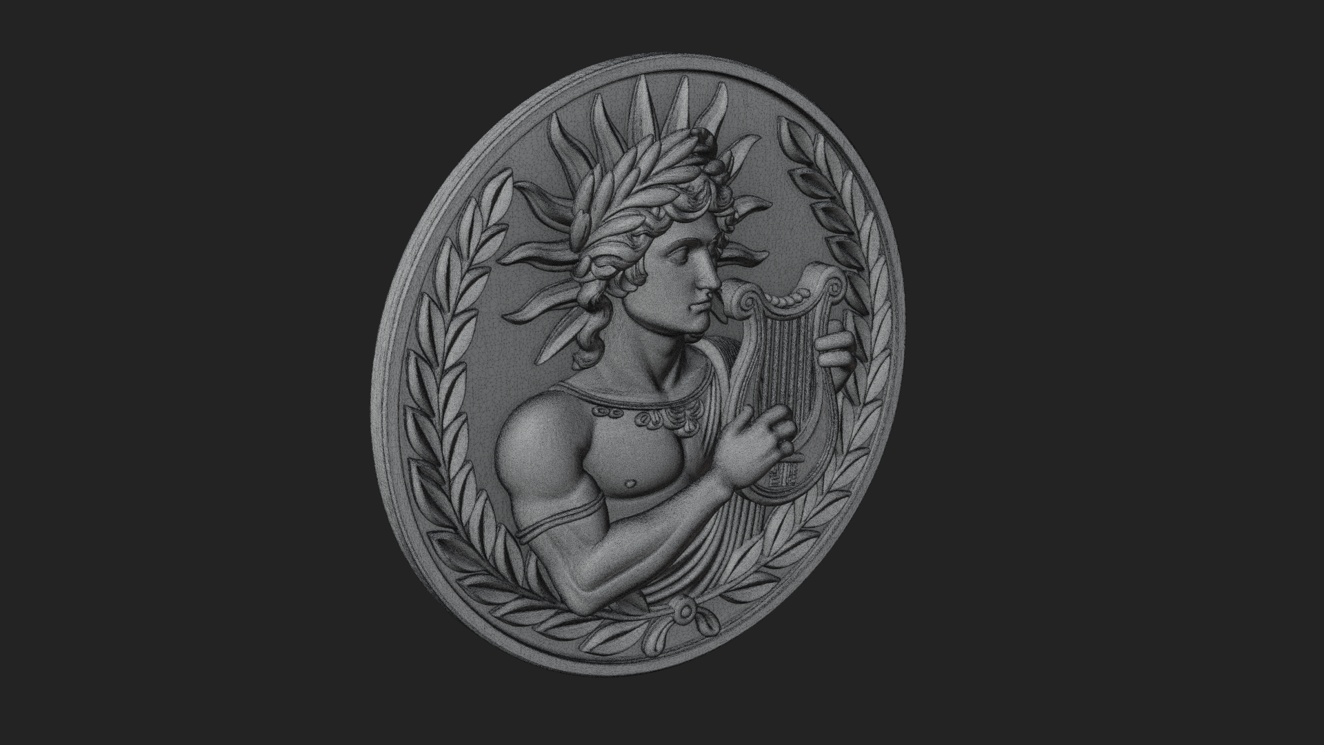 Apollo with Lyre Oval Plaque Design 1 3D Print Model 3D Model