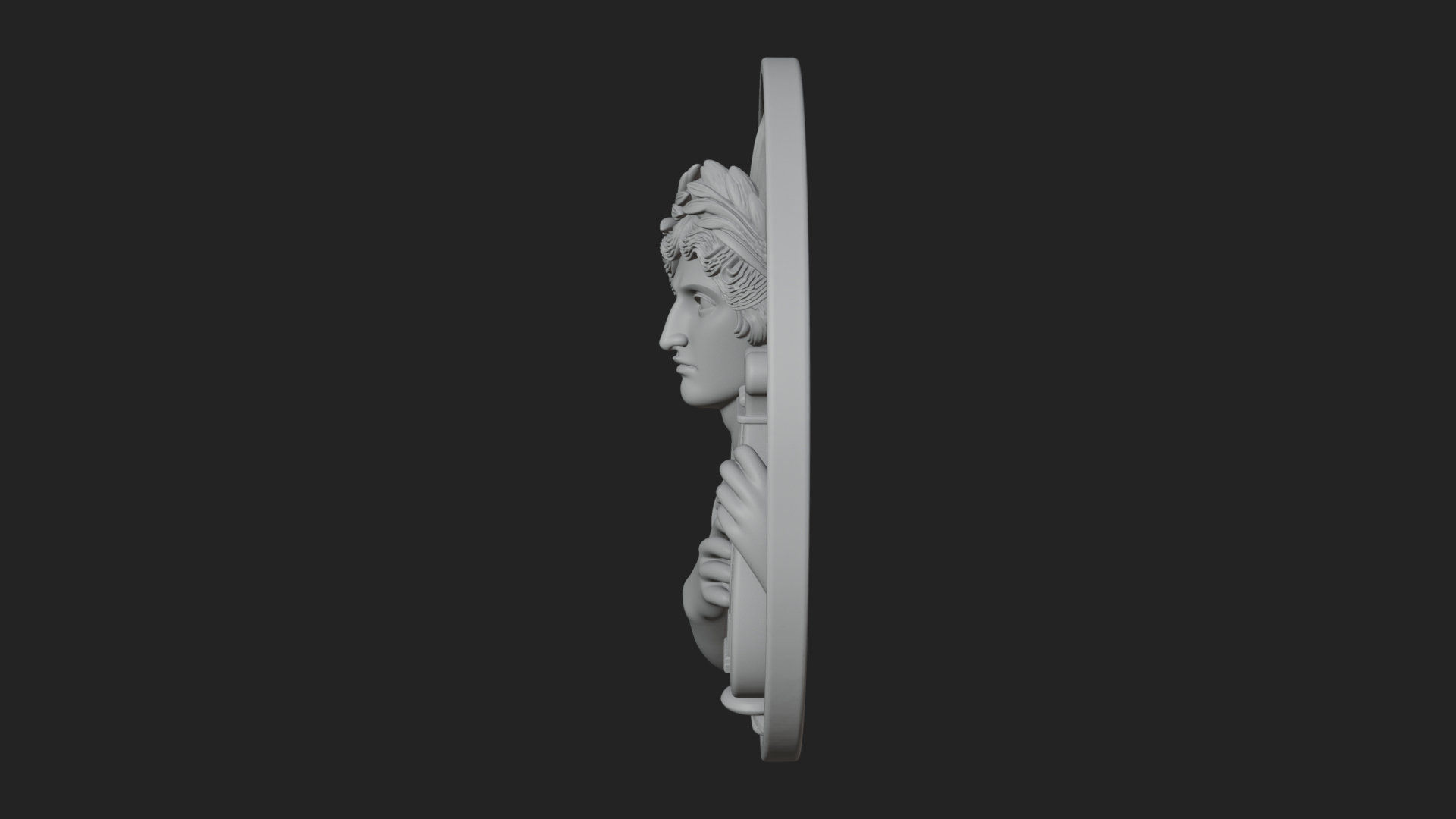 Apollo with Lyre Oval Plaque Design 2 3D Print Model 3D Model