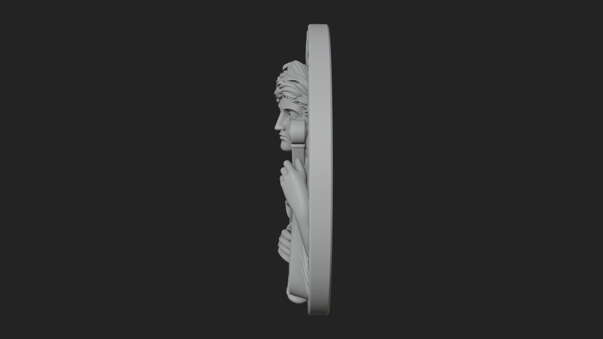 Apollo with Lyre Oval Plaque Design 3 3D Print Model 3D Model