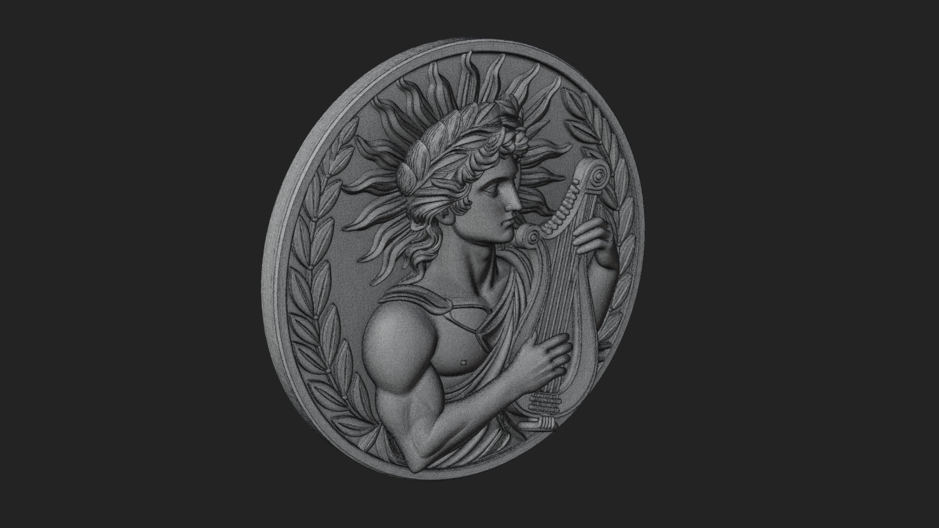 Apollo with Lyre Oval Plaque Design 3 3D Print Model 3D Model