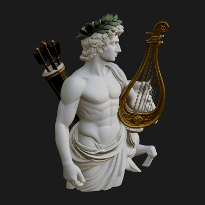 Apollo with Lyre Statue Design 10 3D Print Model