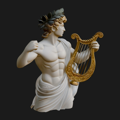 Apollo with Lyre Statue Design 4 3D Print Model