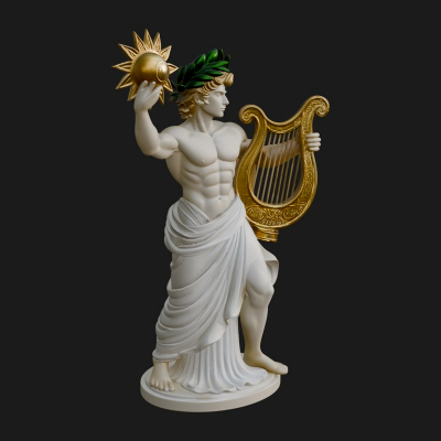 Apollo with Lyre Statue Design 5 3D Print Model