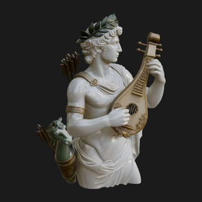 Apollo with Lyre Statue Design 6 3D Print Model