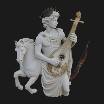 Apollo with Lyre Statue Design 7 3D Print Model