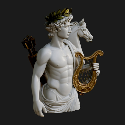 Apollo with Lyre Statue Design 9 3D Print Model