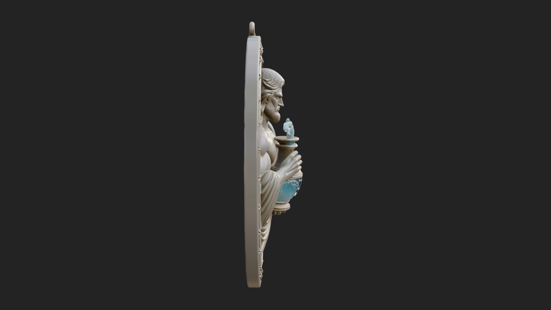 Aquarius Water Bearer Oval Plaque Design 1 3D Print Model 3D Model