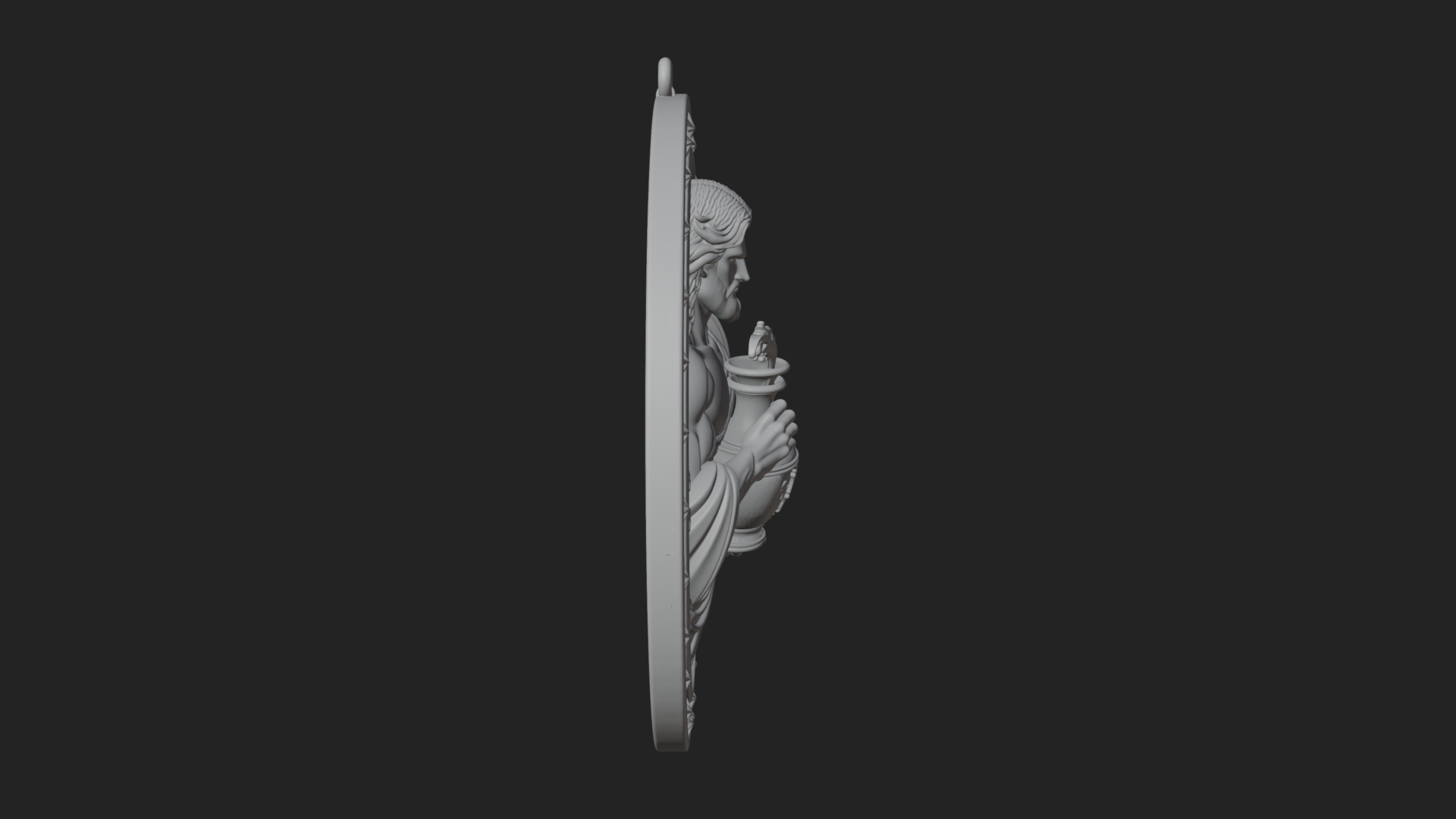 Aquarius Water Bearer Oval Plaque Design 1 3D Print Model 3D Model