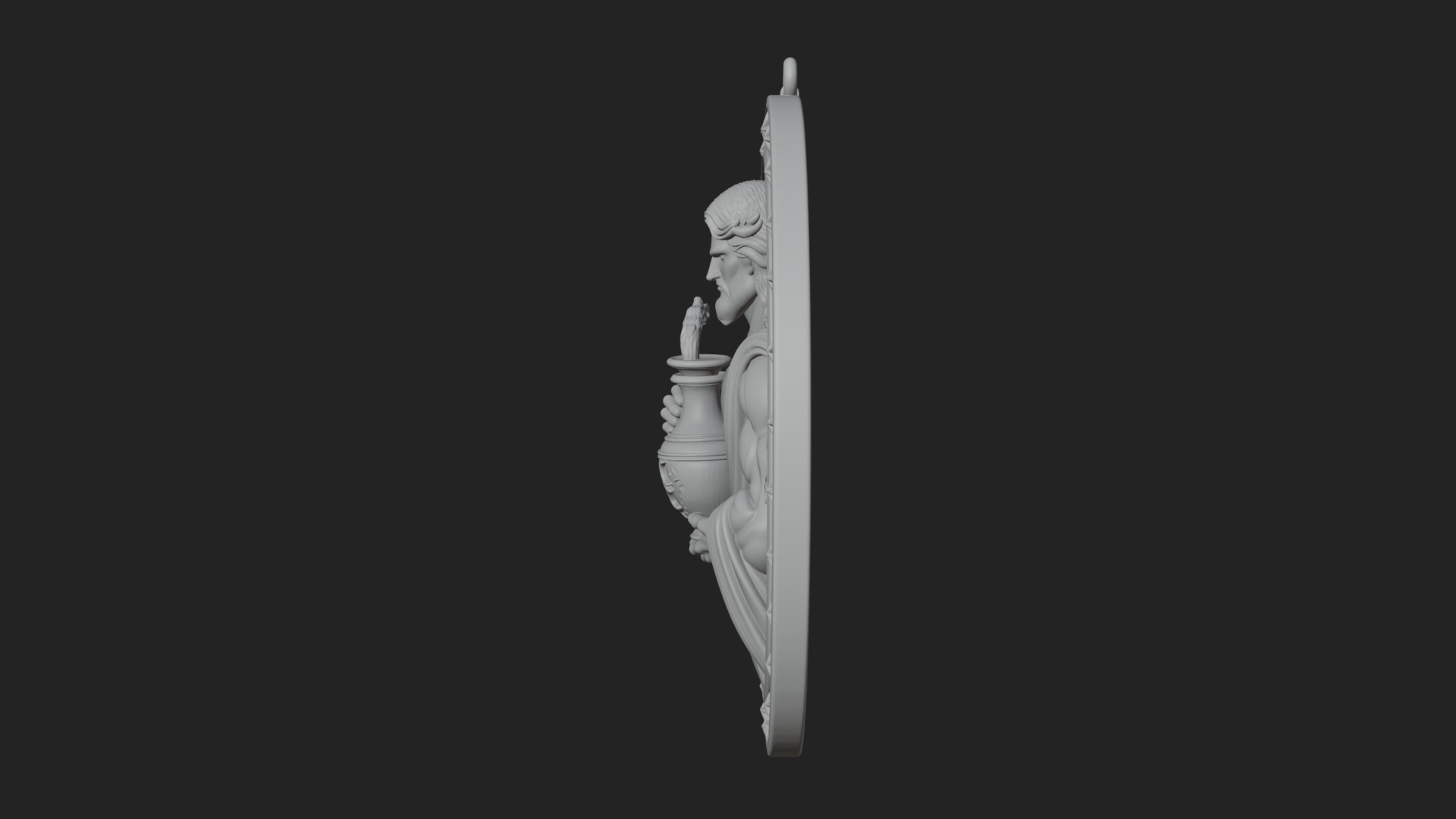 Aquarius Water Bearer Oval Plaque Design 1 3D Print Model 3D Model