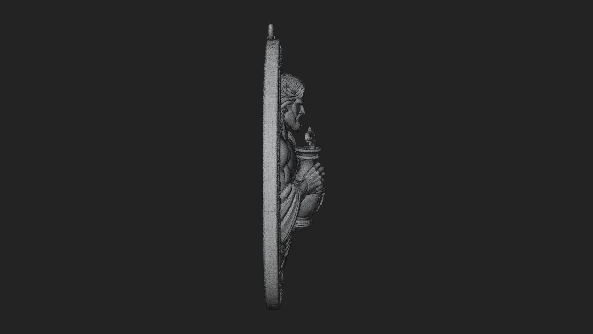 Aquarius Water Bearer Oval Plaque Design 1 3D Print Model 3D Model
