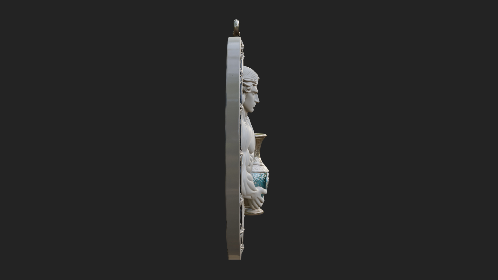 Aquarius Water Bearer Oval Plaque Design 2 3D Print Model 3D Model