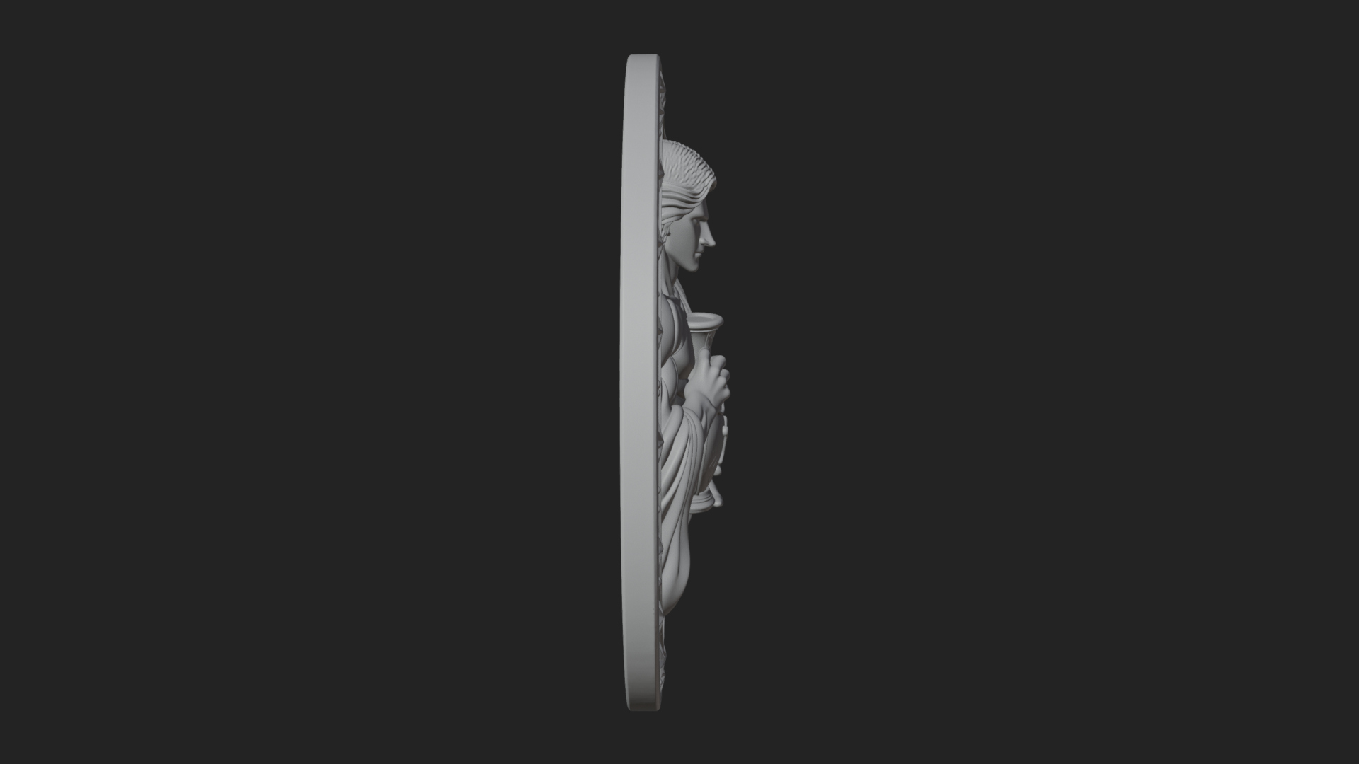 Aquarius Water Bearer Oval Plaque Design 4 3D Print Model 3D Model