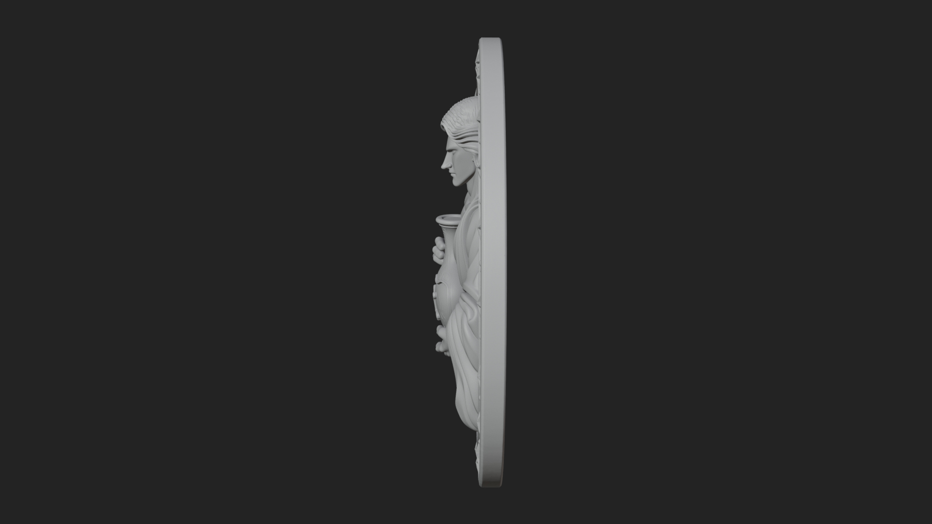 Aquarius Water Bearer Oval Plaque Design 4 3D Print Model 3D Model