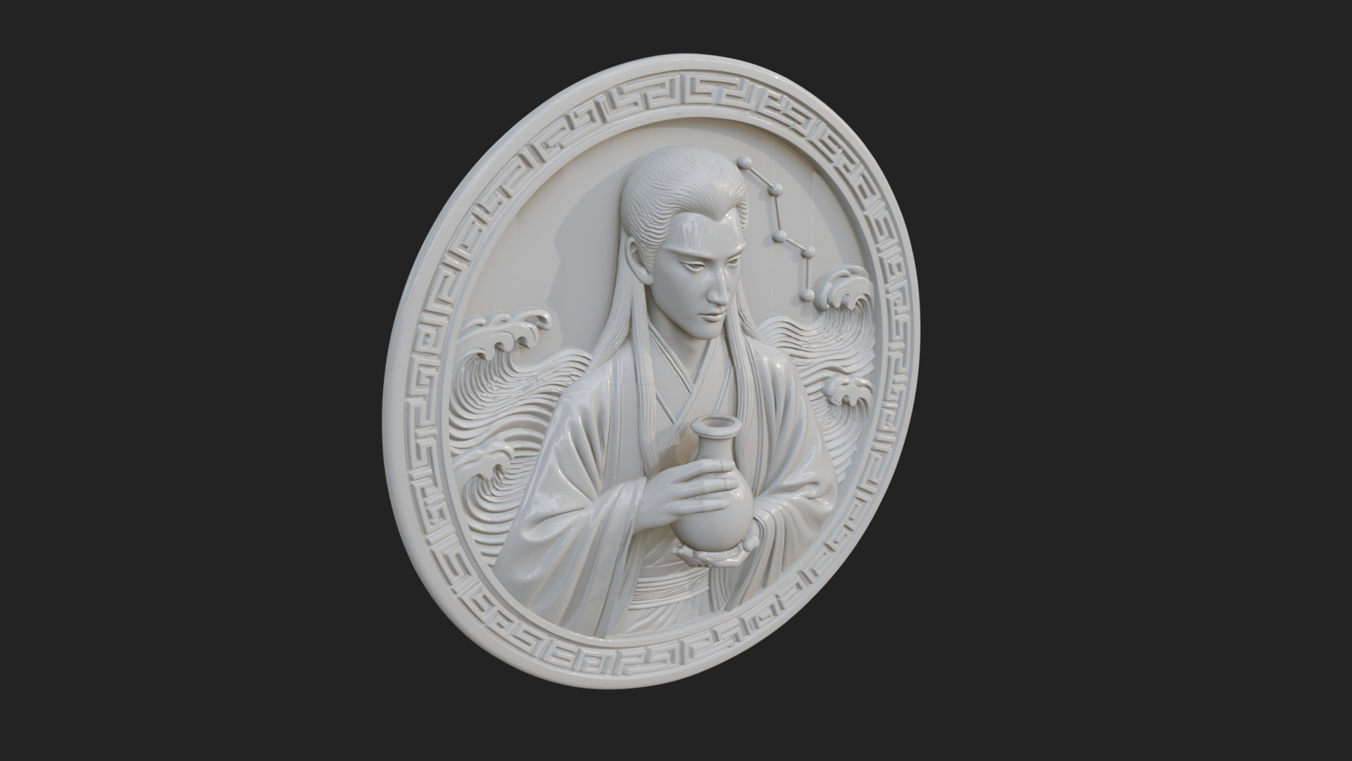 Aquarius Zodiac Disc Plaque Design 1 3D Print Model 3D Model