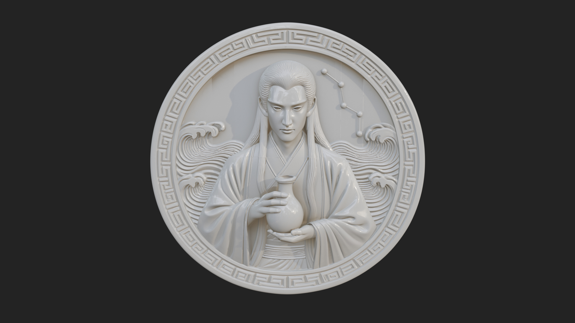 Aquarius Zodiac Disc Plaque Design 1 3D Print Model 3D Model