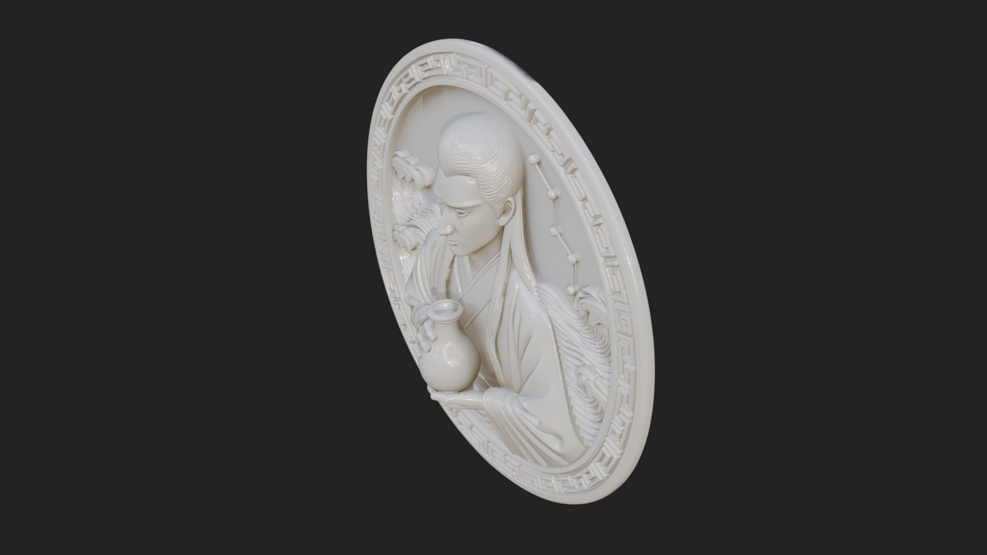 Aquarius Zodiac Disc Plaque Design 1 3D Print Model 3D Model