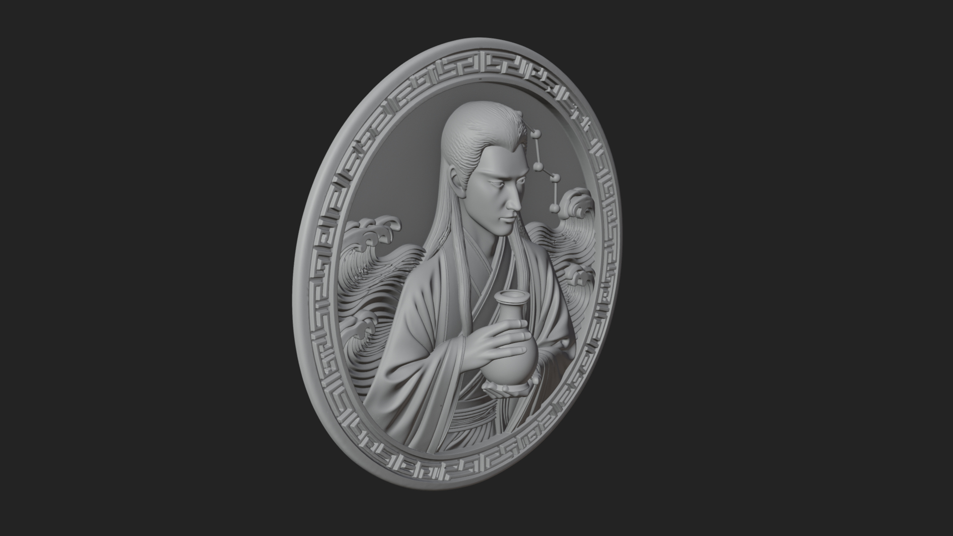 Aquarius Zodiac Disc Plaque Design 1 3D Print Model 3D Model