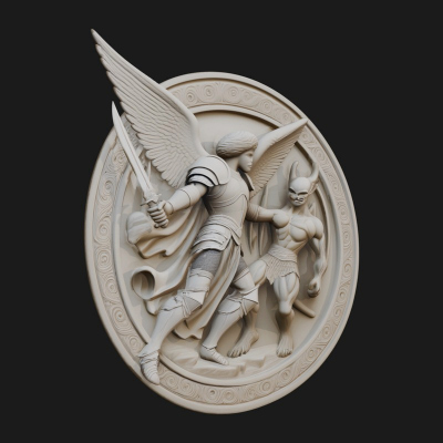Archangel Michael Relief Medallion Design 2 3D Print