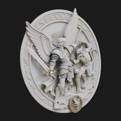 Archangel Michael Relief Medallion Design 3 3D Print