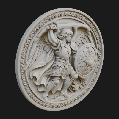 Archangel Michael Relief Medallion Design 4 3D Print