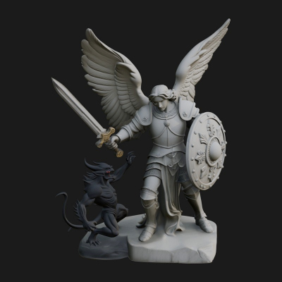 Archangel Michael Warrior Statue Design 21 3D Print Model