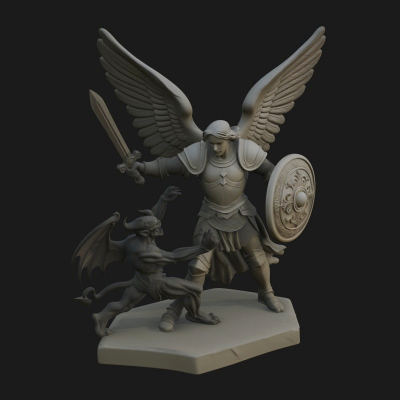 Archangel Michael Warrior Statue Design 22 3D Print Model