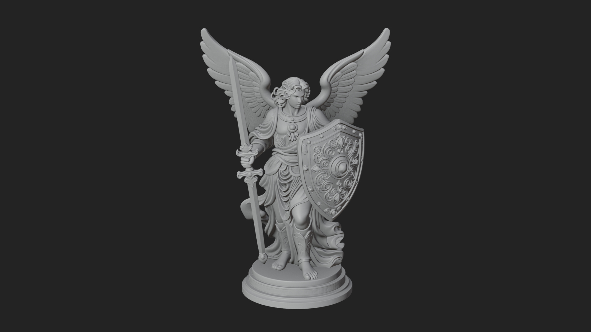 Archangel Michael Warrior Statue Design 27 3D Print Model 3D Model