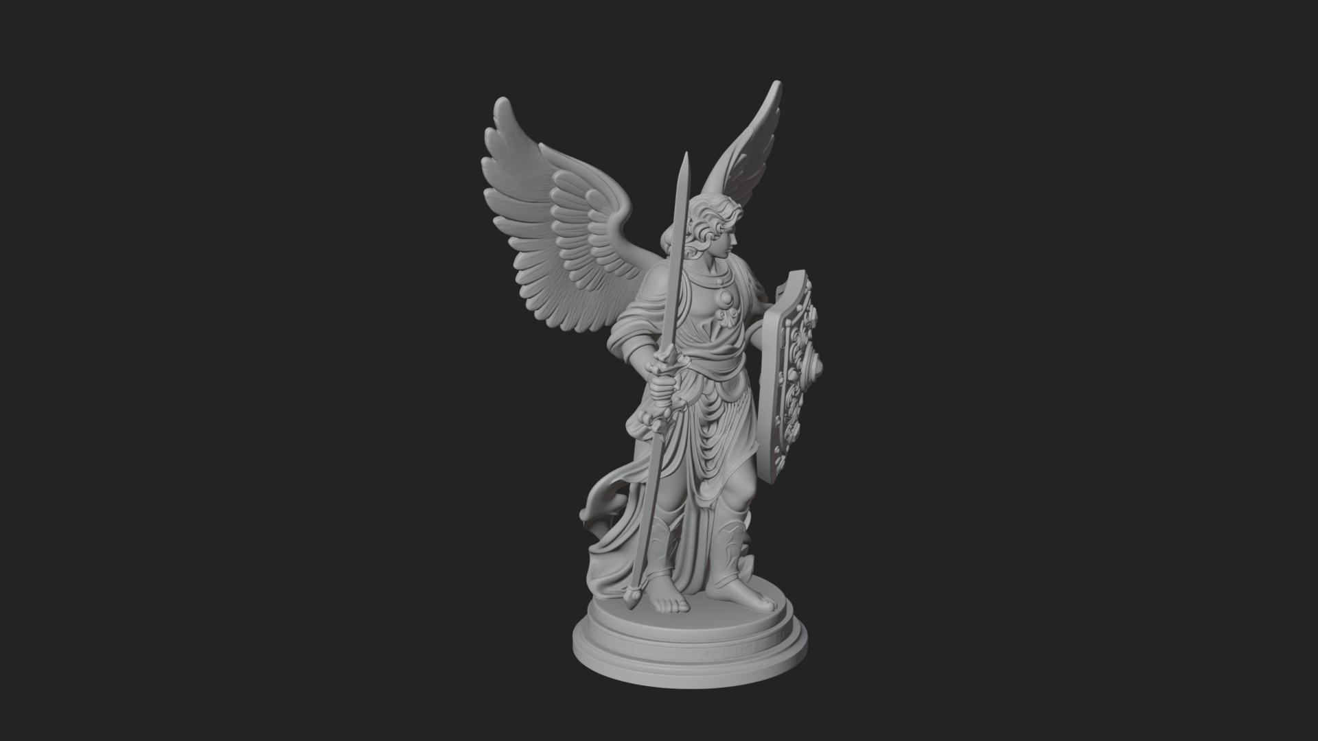 Archangel Michael Warrior Statue Design 27 3D Print Model 3D Model