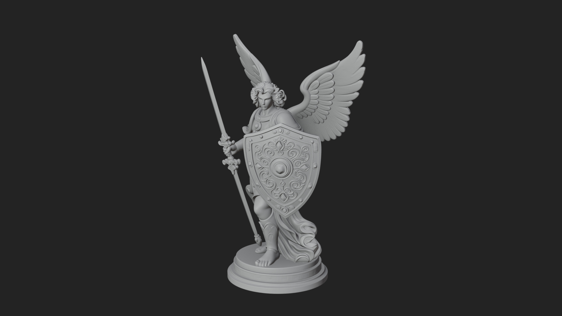 Archangel Michael Warrior Statue Design 27 3D Print Model 3D Model