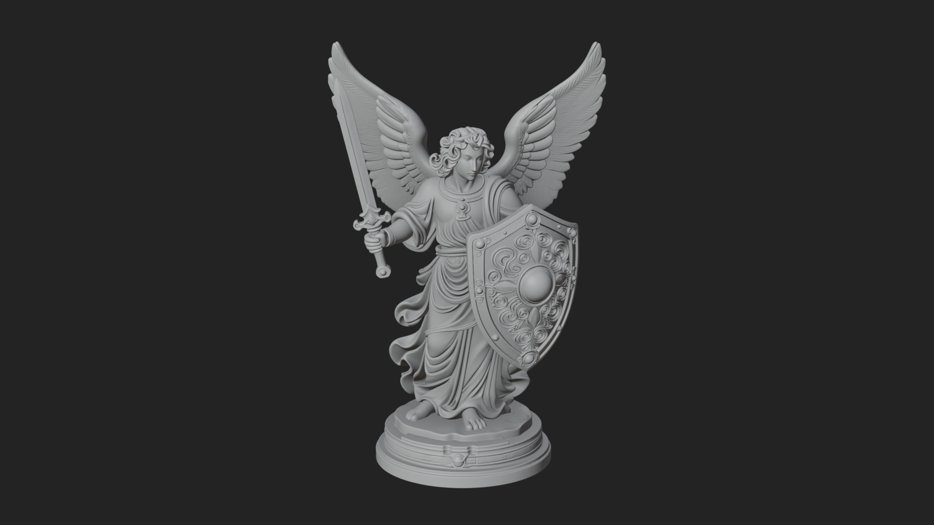 Archangel Michael Warrior Statue Design 28 3D Print Model 3D Model