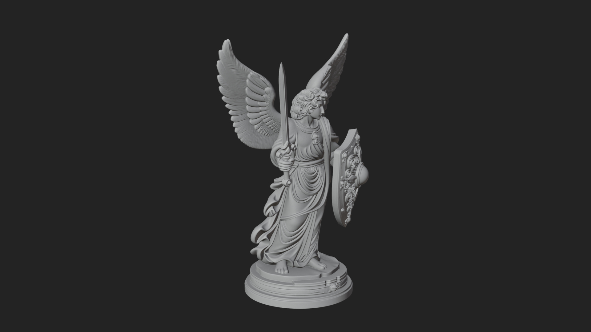 Archangel Michael Warrior Statue Design 28 3D Print Model 3D Model