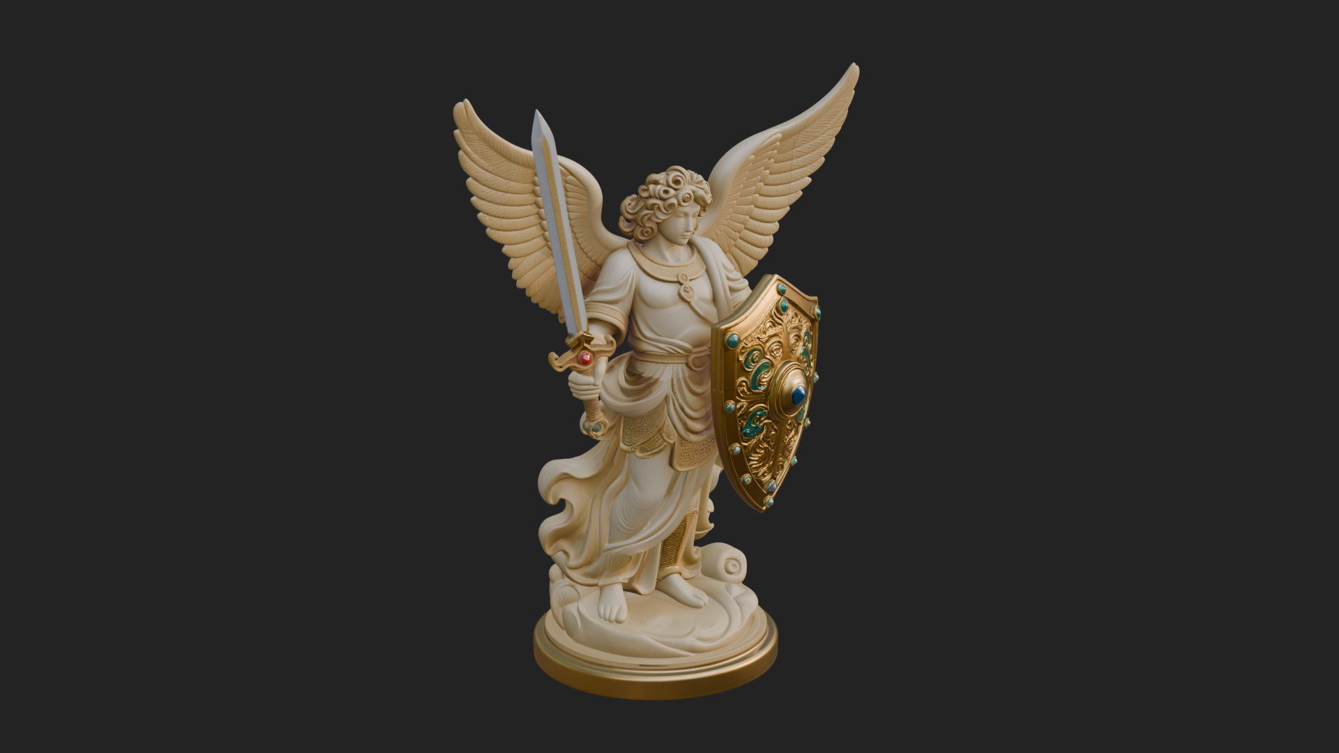 Archangel Michael Warrior Statue Design 29 3D Print Model 3D Model