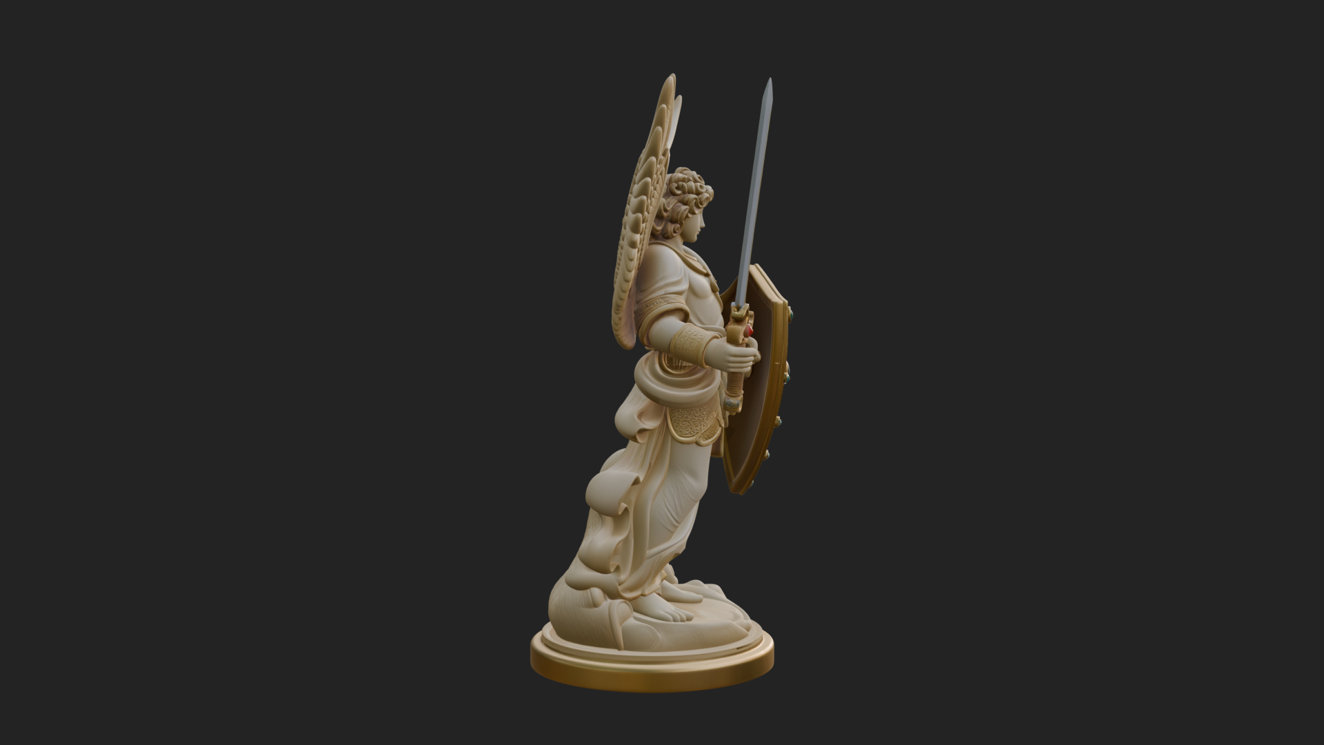 Archangel Michael Warrior Statue Design 29 3D Print Model 3D Model