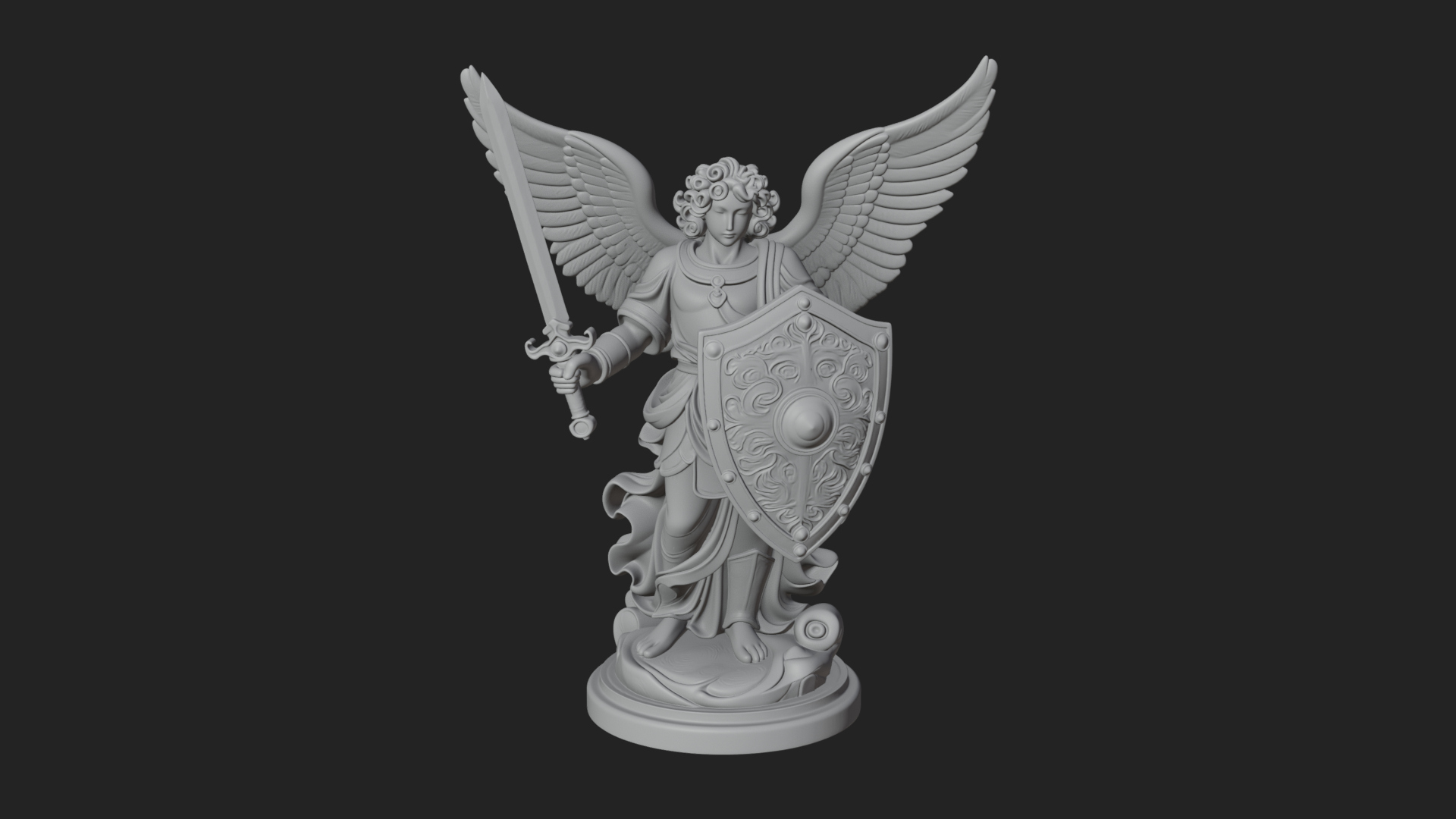 Archangel Michael Warrior Statue Design 29 3D Print Model 3D Model