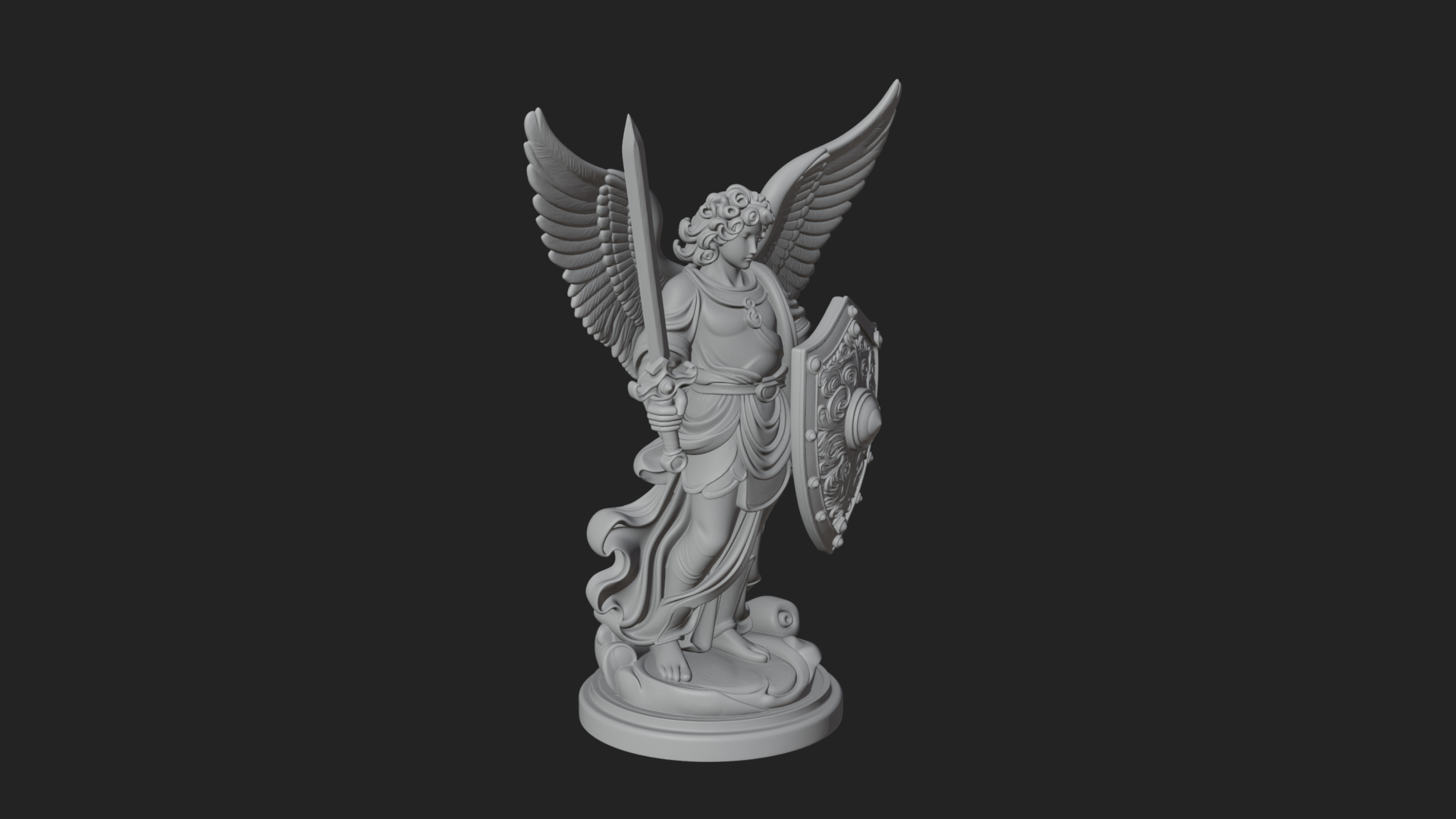 Archangel Michael Warrior Statue Design 29 3D Print Model 3D Model