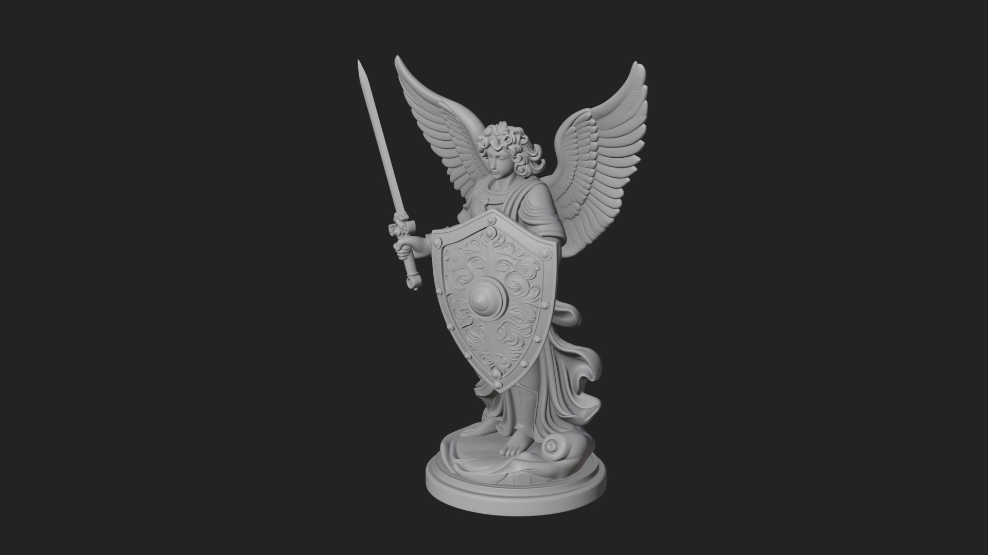 Archangel Michael Warrior Statue Design 29 3D Print Model 3D Model