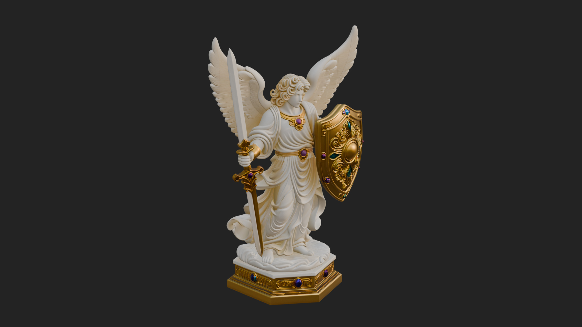 Archangel Michael Warrior Statue Design 30 3D Print Model 3D Model