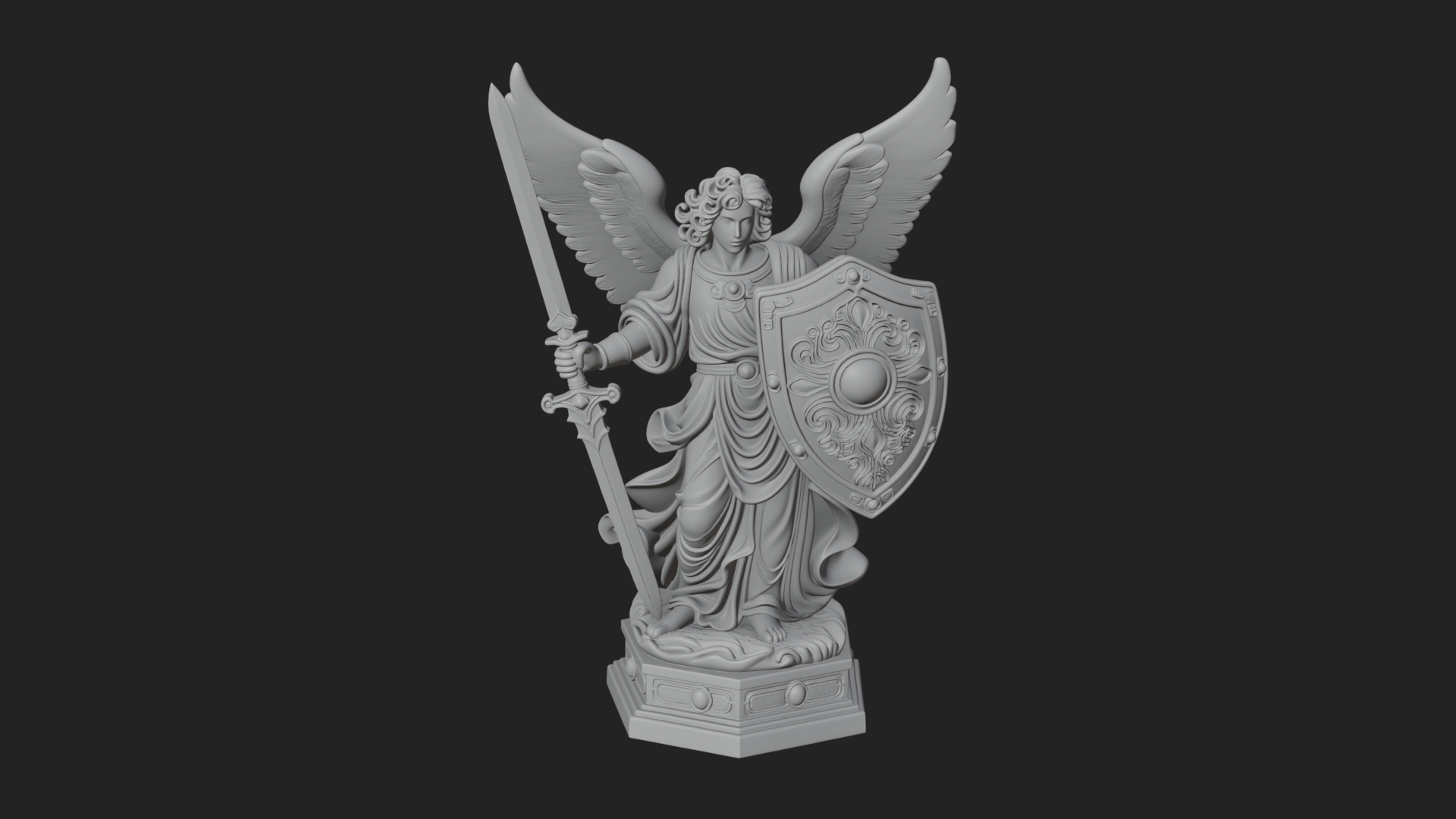 Archangel Michael Warrior Statue Design 30 3D Print Model 3D Model