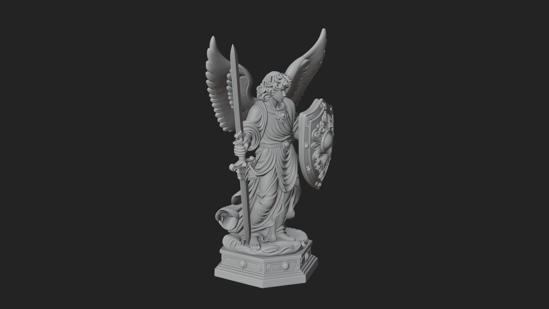 Archangel Michael Warrior Statue Design 30 3D Print Model 3D Model