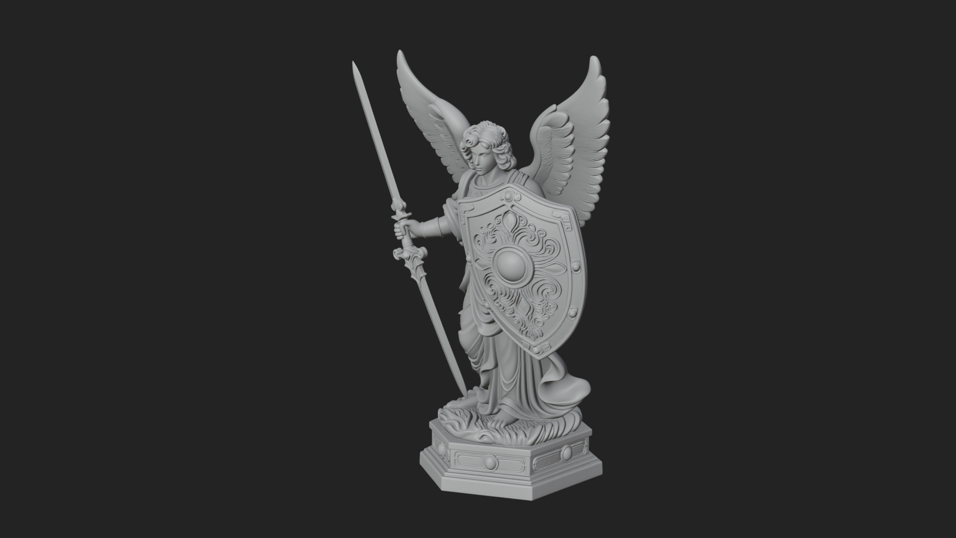 Archangel Michael Warrior Statue Design 30 3D Print Model 3D Model