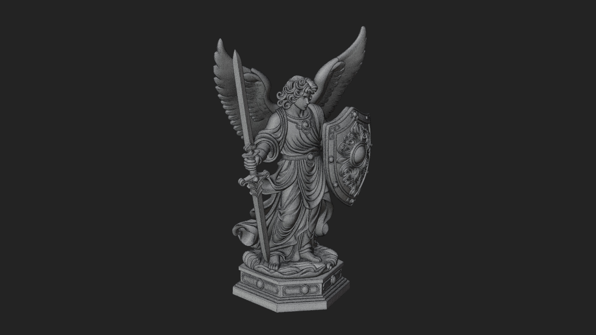 Archangel Michael Warrior Statue Design 30 3D Print Model 3D Model