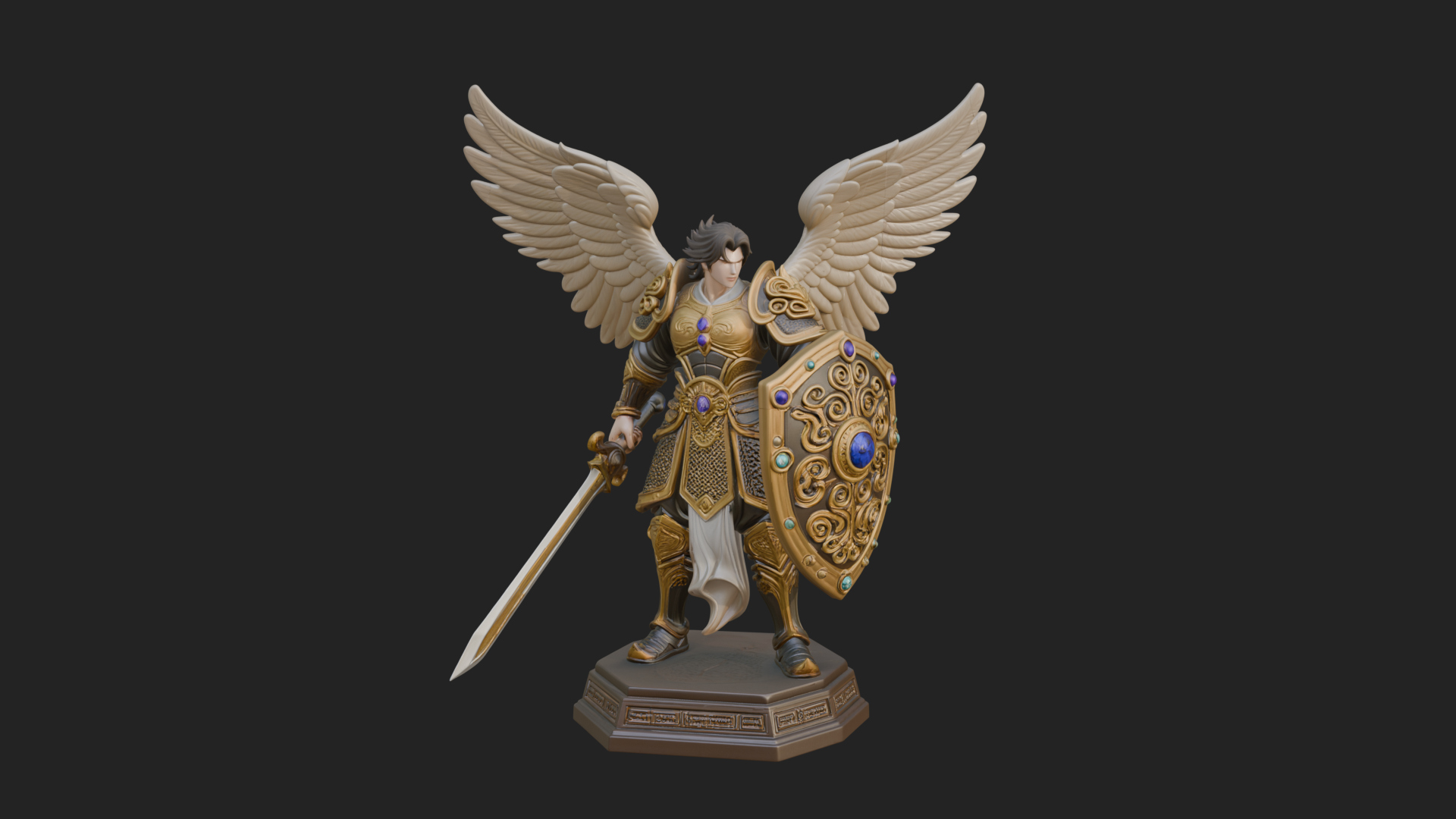 Archangel Michael Warrior Statue Design 40 3D Print Model 3D Model